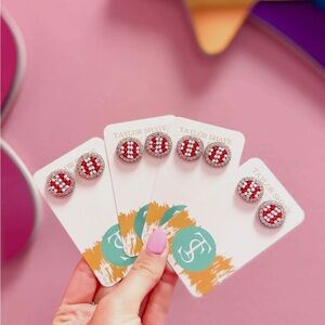 Beaded Baseball Stud Earrings